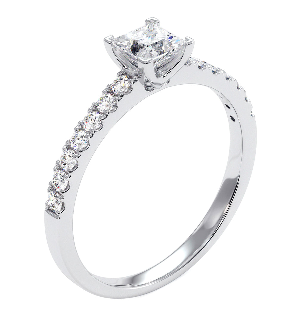 Katerina Princess Diamond Engagement Ring 18KW Gold 0.85ct G/VS1