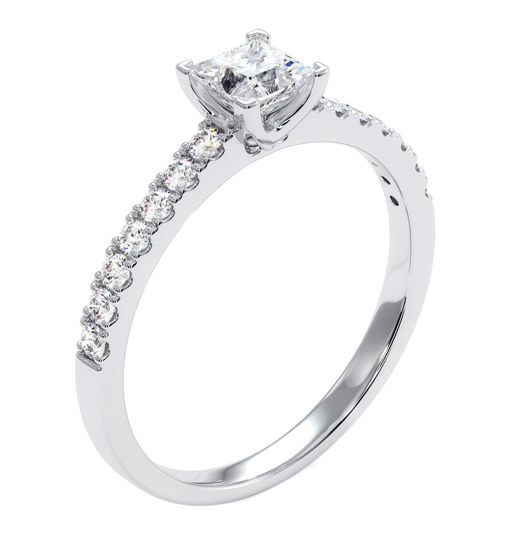 Katerina Princess Diamond Engagement Ring 18KW Gold 0.85ct G/VS1