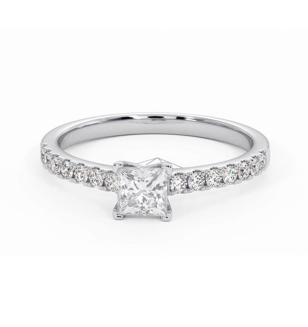 Katerina Lab Princess Diamond Engagement Ring Platinum 0.85ct F/VS1
