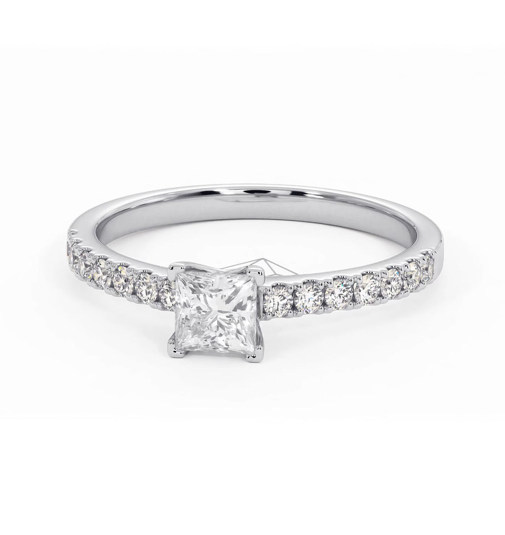 Katerina Lab Princess Diamond Engagement Ring Platinum 0.85ct F/VS1