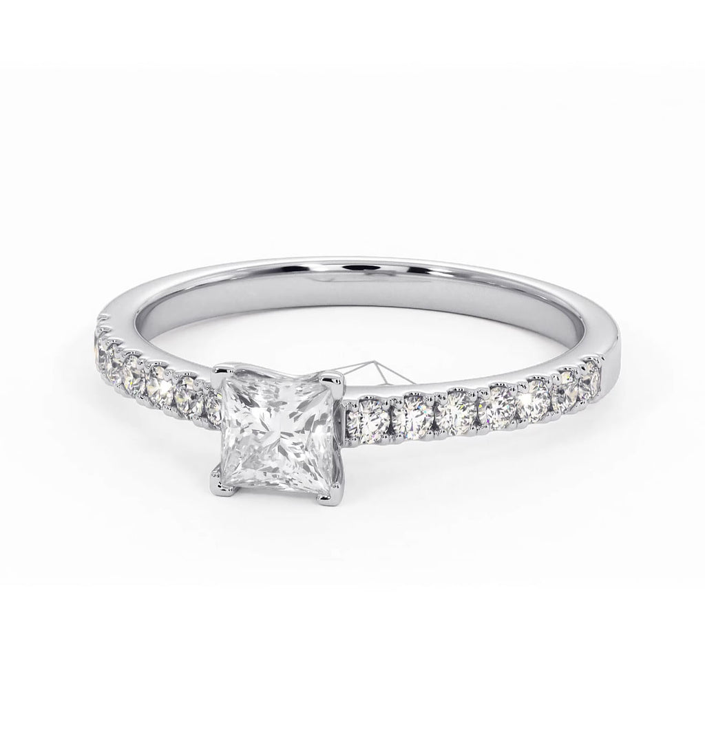 Katerina Lab Princess Diamond Engagement Ring Platinum 0.85ct F/VS1