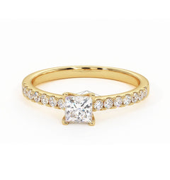 Katerina Lab Princess Diamond Engagement Ring 18K Gold 0.85ct F/VS1