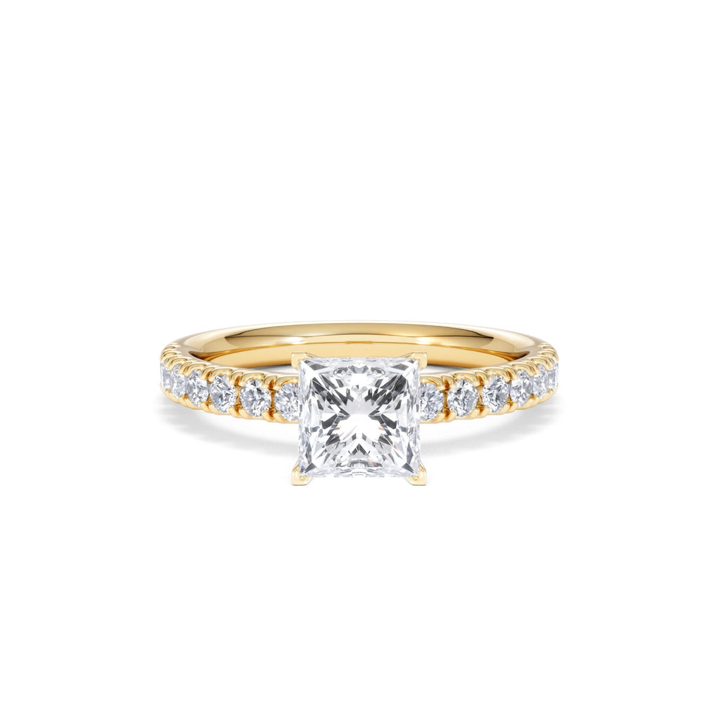 2.10ct Katerina Lab Princess Diamond Engagement Ring 18K Gold F/VS1