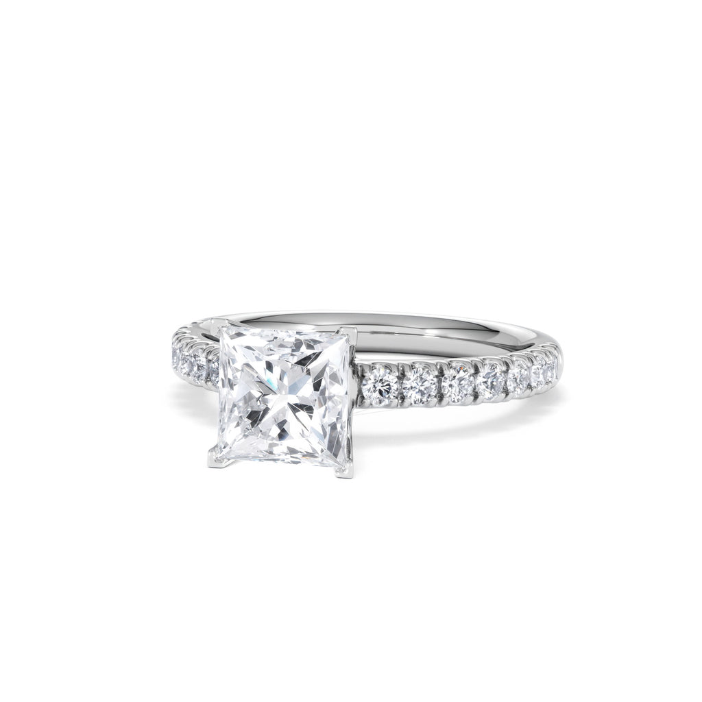 2.10ct Katerina Lab Princess Diamond Engagement Ring 18KW Gold F/VS1