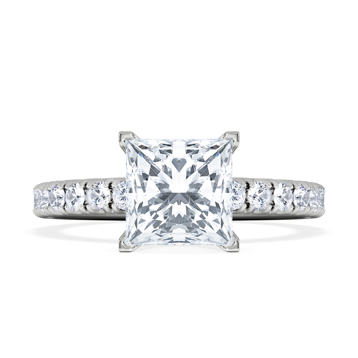 2.10ct Katerina Lab Princess Diamond Engagement Ring 18KW Gold F/VS1