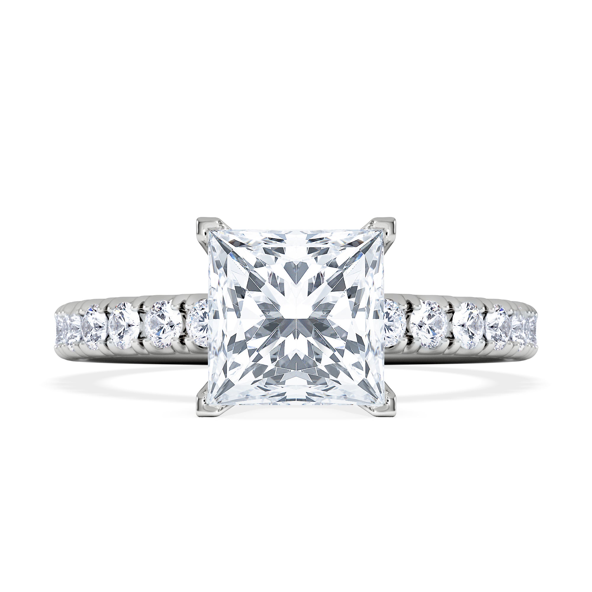 2.10ct Katerina Lab Princess Diamond Engagement Ring Platinum F/VS1