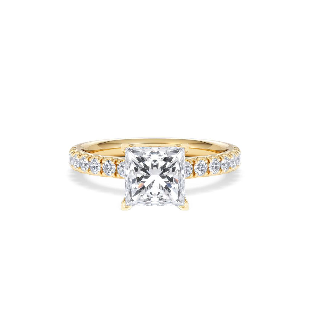 2.10ct Katerina Lab Princess Diamond Engagement Ring 18K Gold F/VS1
