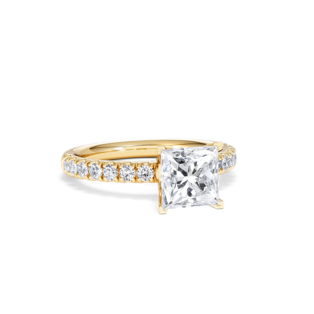 2.10ct Katerina Lab Princess Diamond Engagement Ring 18K Gold F/VS1