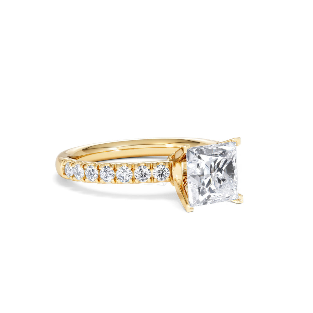 2.10ct Katerina Lab Princess Diamond Engagement Ring 18K Gold F/VS1