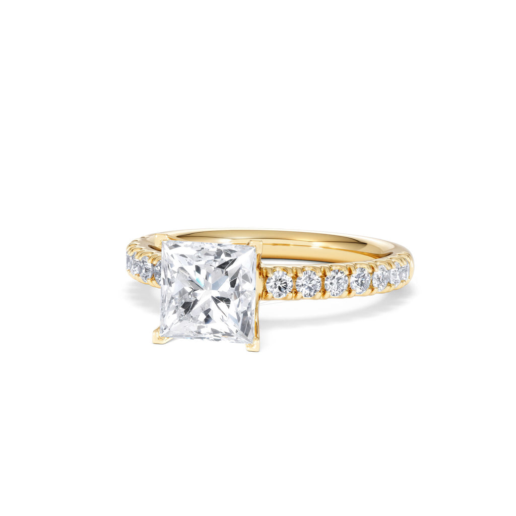 2.10ct Katerina Lab Princess Diamond Engagement Ring 18K Gold F/VS1