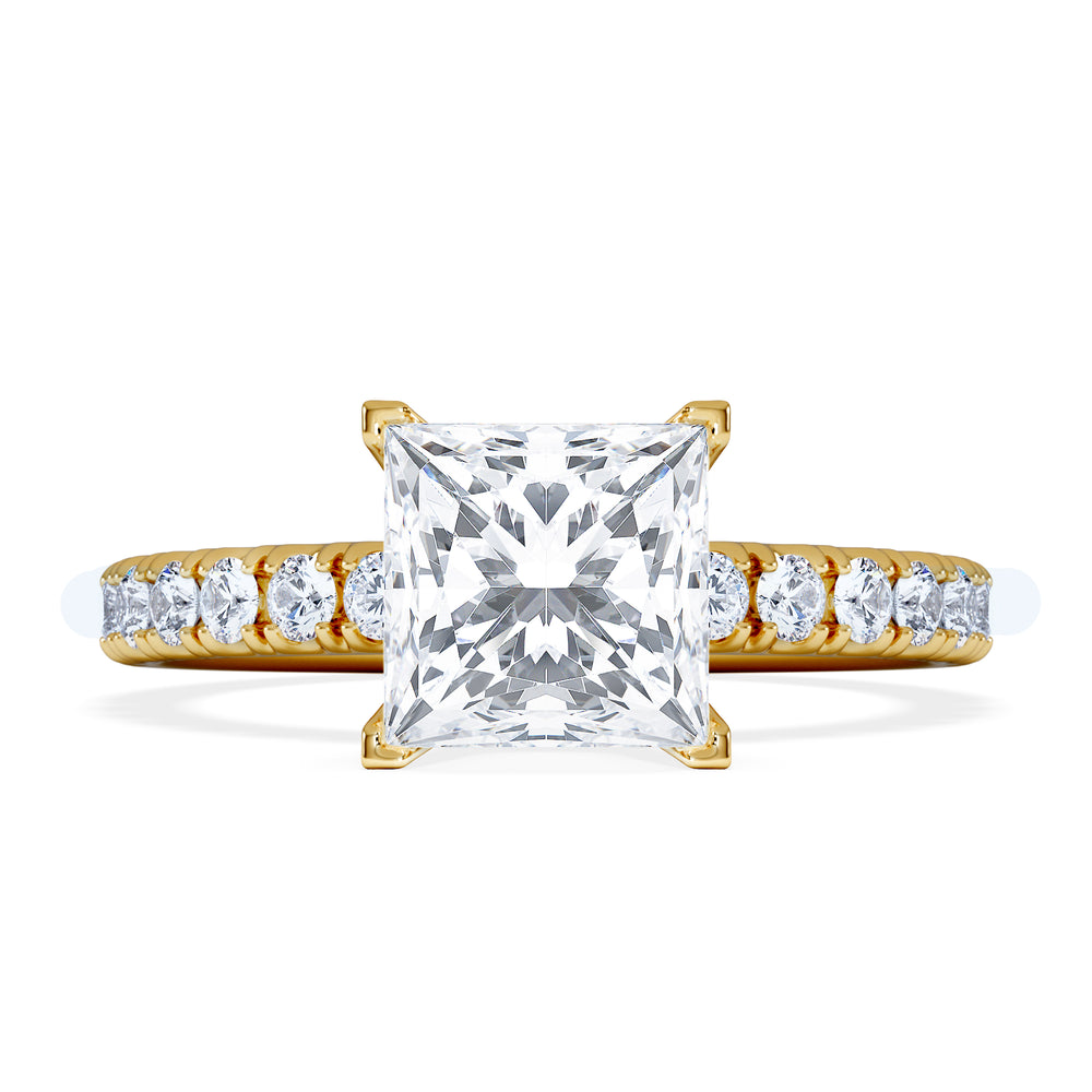 2.10ct Katerina Lab Princess Diamond Engagement Ring 18K Gold F/VS1