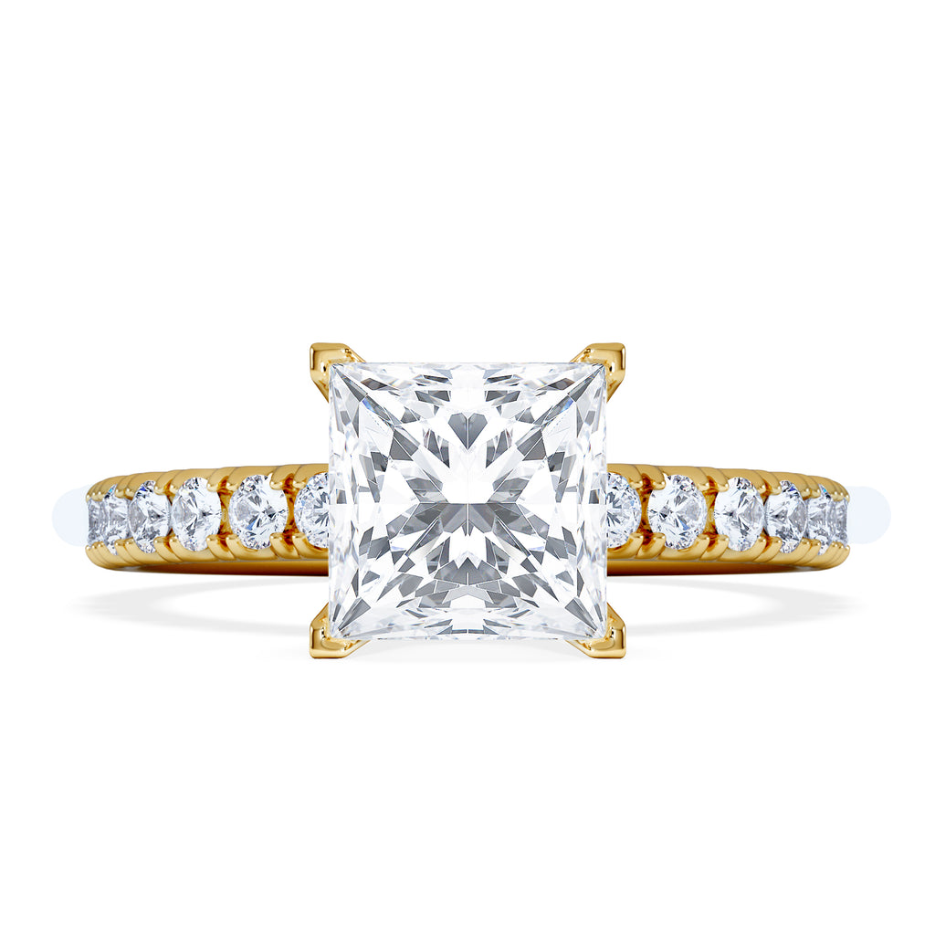 2.10ct Katerina Lab Princess Diamond Engagement Ring 18K Gold F/VS1