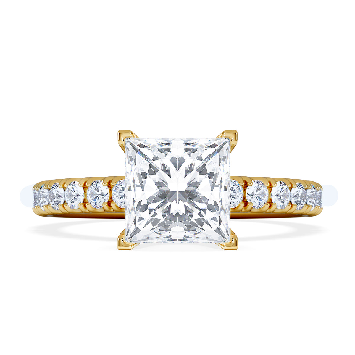 2.10ct Katerina Lab Princess Diamond Engagement Ring 18K Gold F/VS1