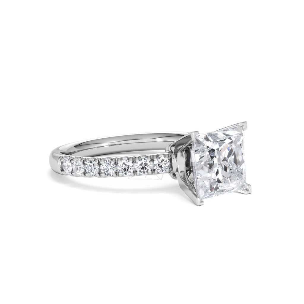2.60ct Katerina Lab Princess Diamond Engagement Ring 18KW Gold F/VS1