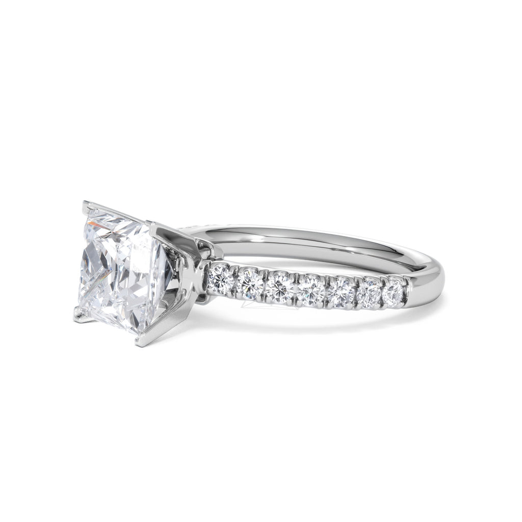 2.60ct Katerina Lab Princess Diamond Engagement Ring 18KW Gold F/VS1