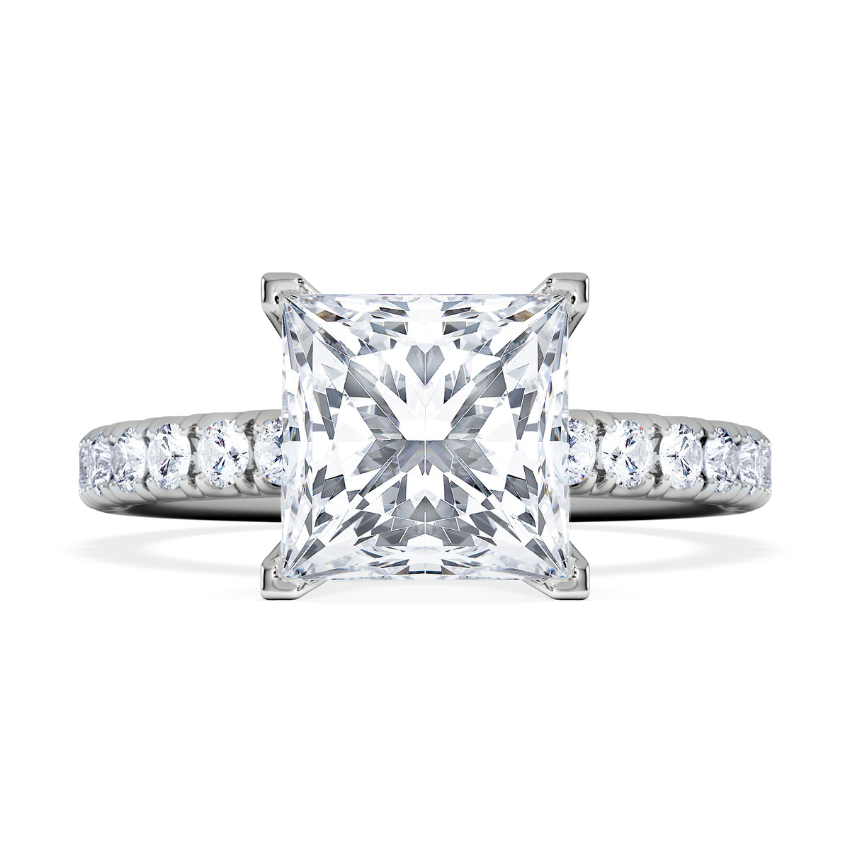 2.60ct Katerina Lab Princess Diamond Engagement Ring 18KW Gold F/VS1