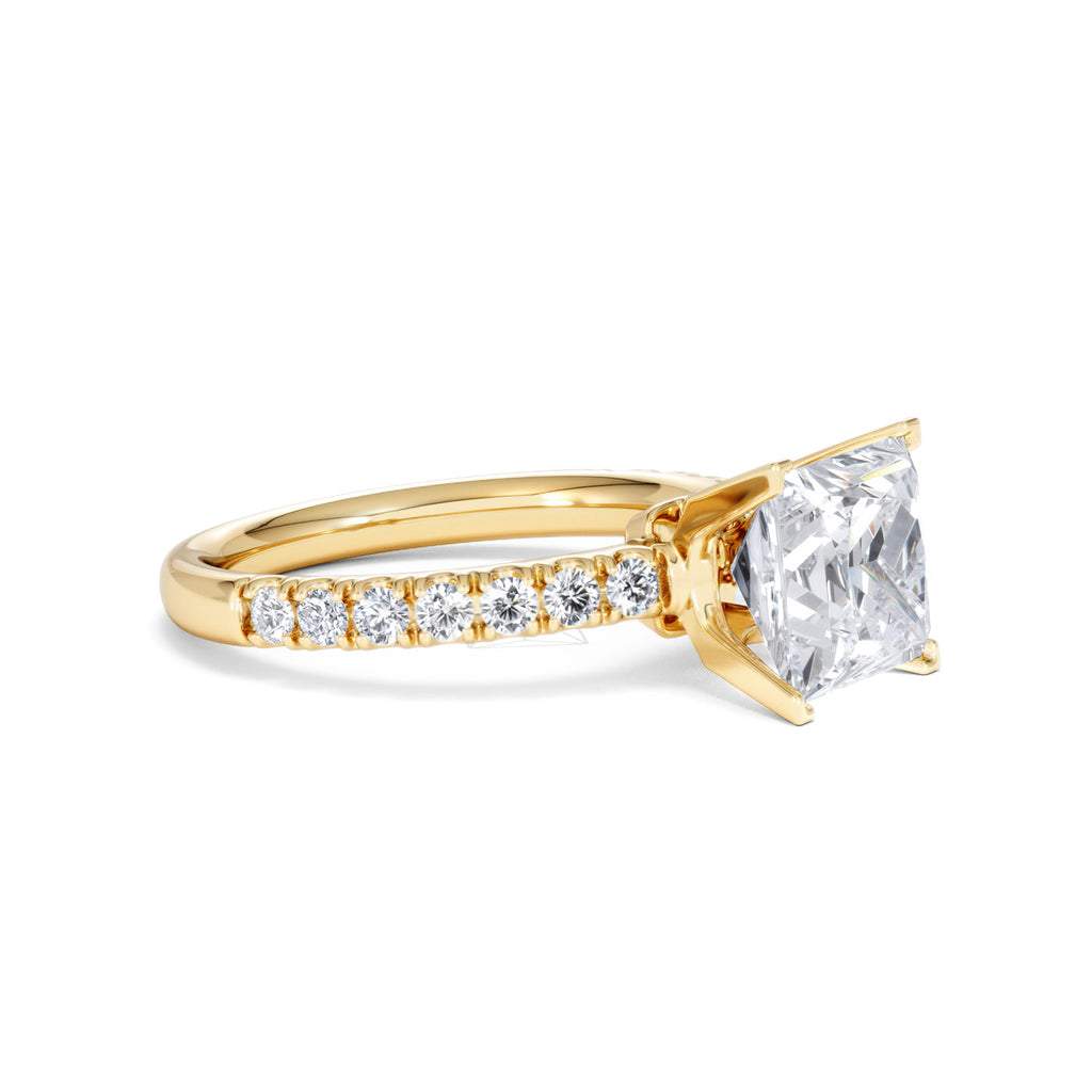 2.60ct Katerina Lab Princess Diamond Engagement Ring 18K Gold F/VS1