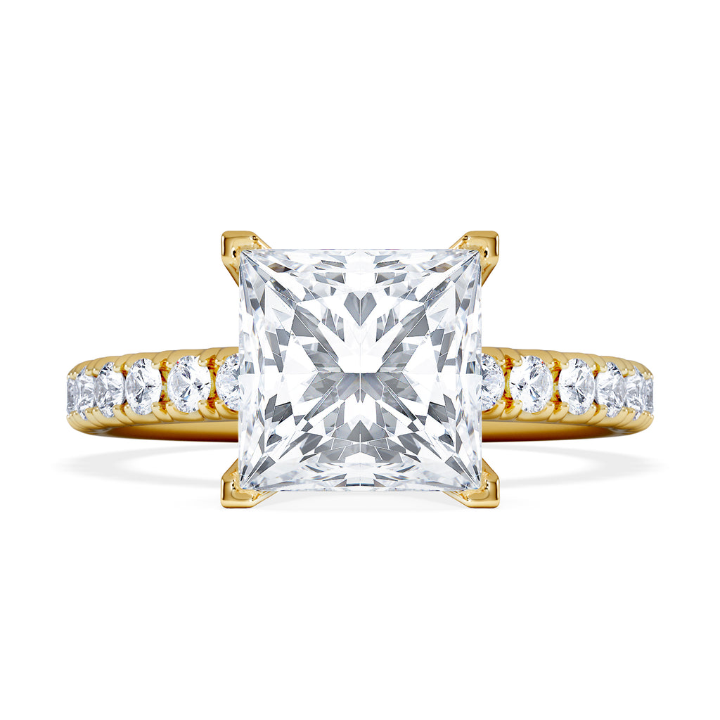 2.60ct Katerina Lab Princess Diamond Engagement Ring 18K Gold F/VS1
