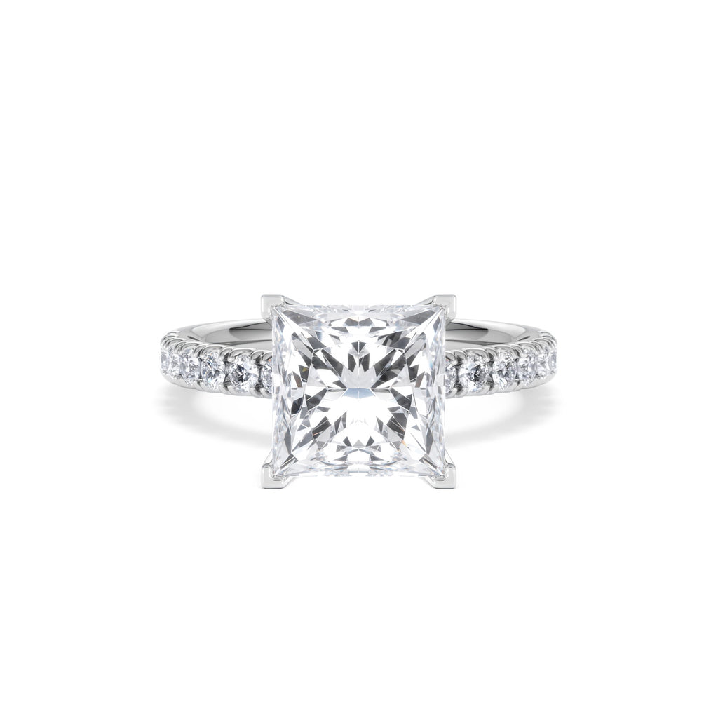 Katerina 3.45ct Lab Diamond Princess Cut Engagement Ring in 18K White Gold G/VS1