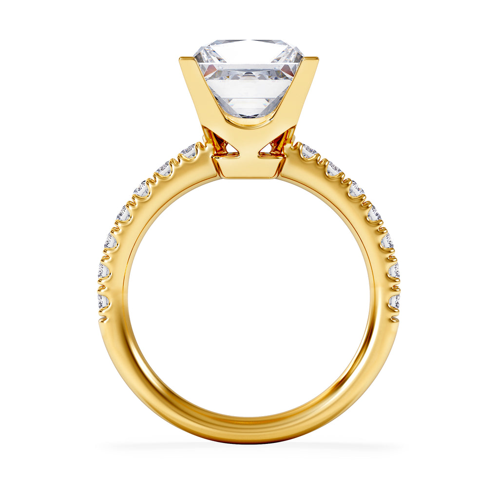 Katerina 3.55ct Lab Diamond Princess Cut Engagement Ring in 18K Yellow Gold G/VS1