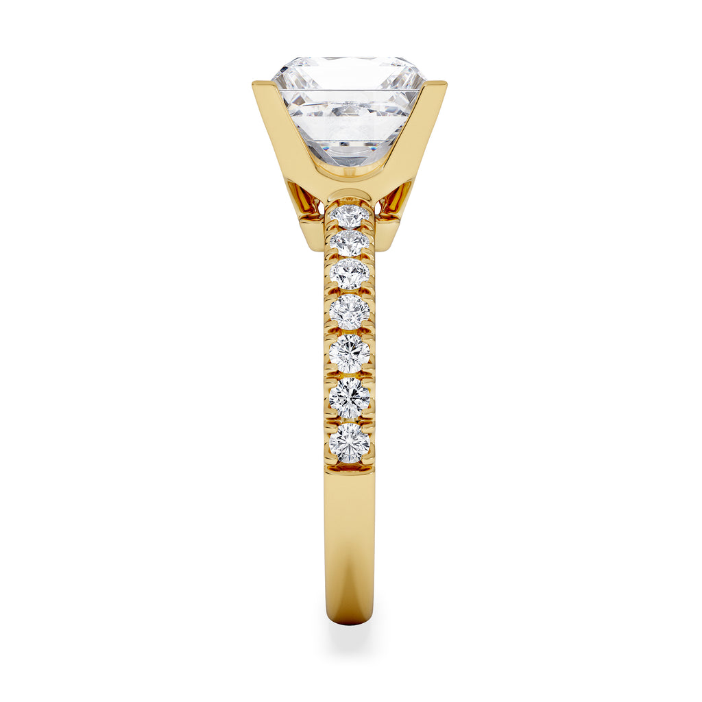 Katerina 3.55ct Lab Diamond Princess Cut Engagement Ring in 18K Yellow Gold G/VS1