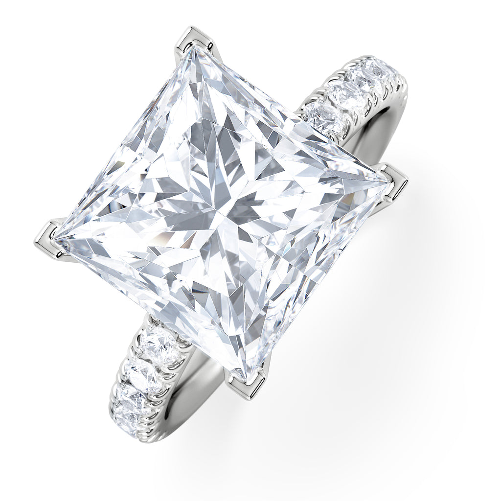 Katerina 5.55ct Lab Diamond Princess Cut Engagement Ring in 18K White Gold G/VS1