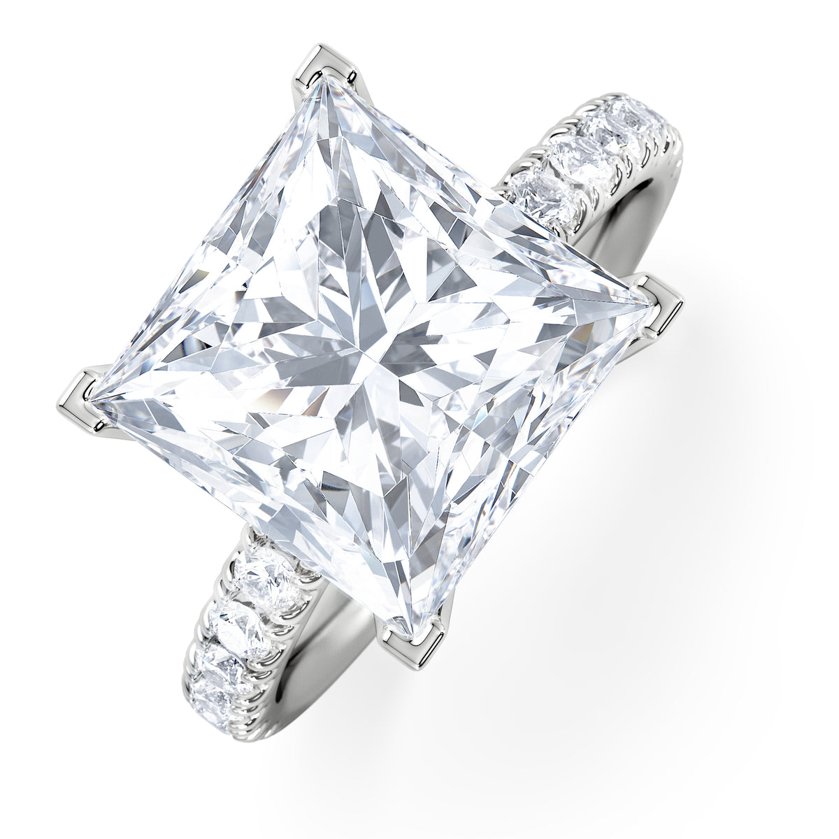 Katerina 5.55ct Lab Diamond Princess Cut Engagement Ring in 18K White Gold G/VS1