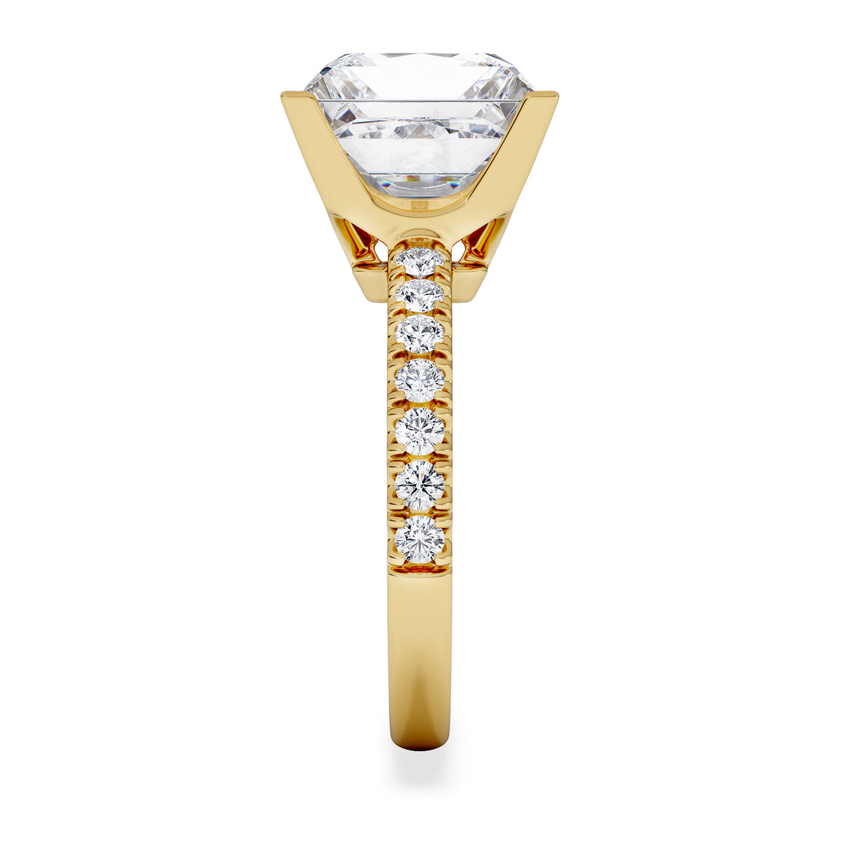 Katerina 5.55ct Lab Diamond Princess Cut Engagement Ring in 18K Yellow Gold G/VS1