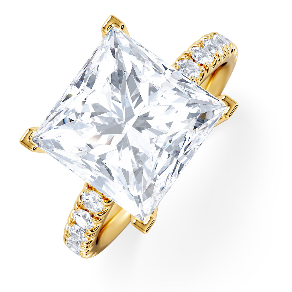 Katerina 5.55ct Lab Diamond Princess Cut Engagement Ring in 18K Yellow Gold G/VS1