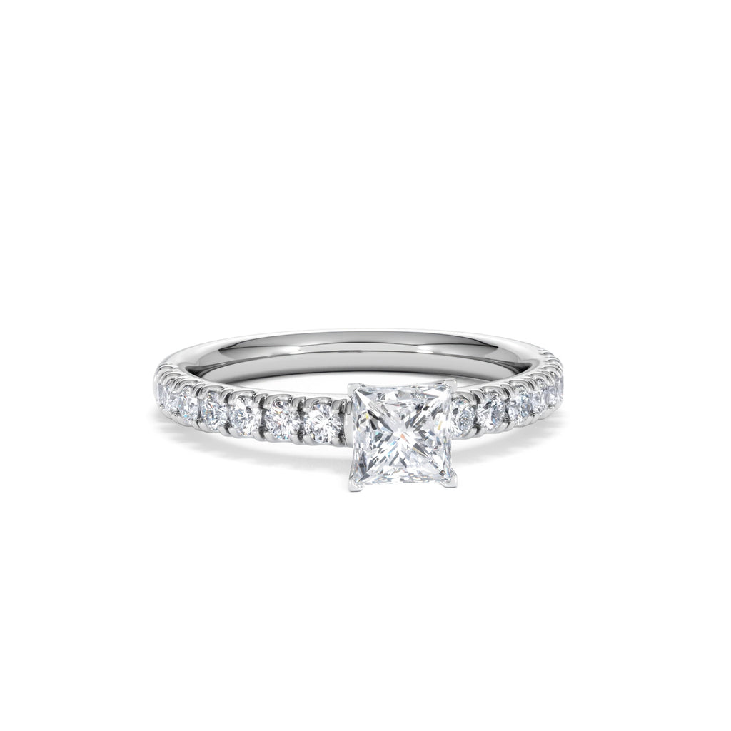 Katerina Lab Princess Diamond Engagement Ring 18KW Gold 0.85ct F/VS1