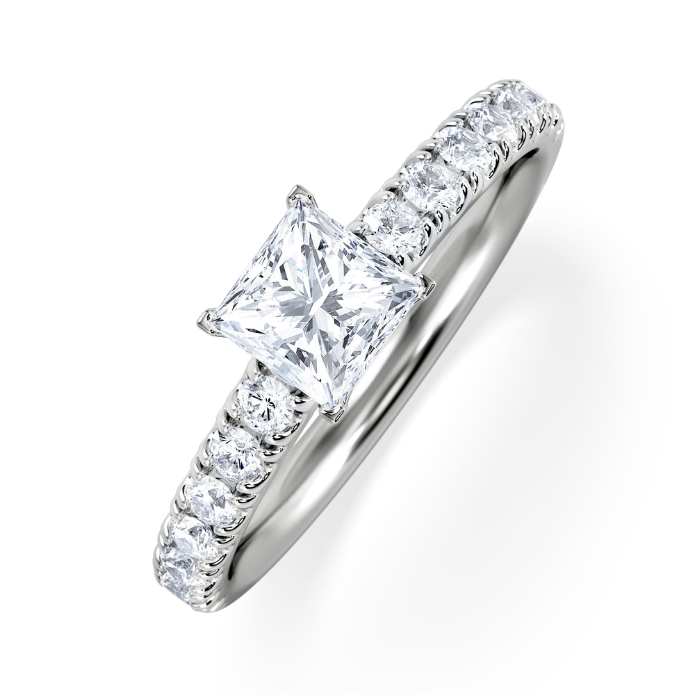 Katerina Lab Princess Diamond Engagement Ring 18KW Gold 0.85ct F/VS1