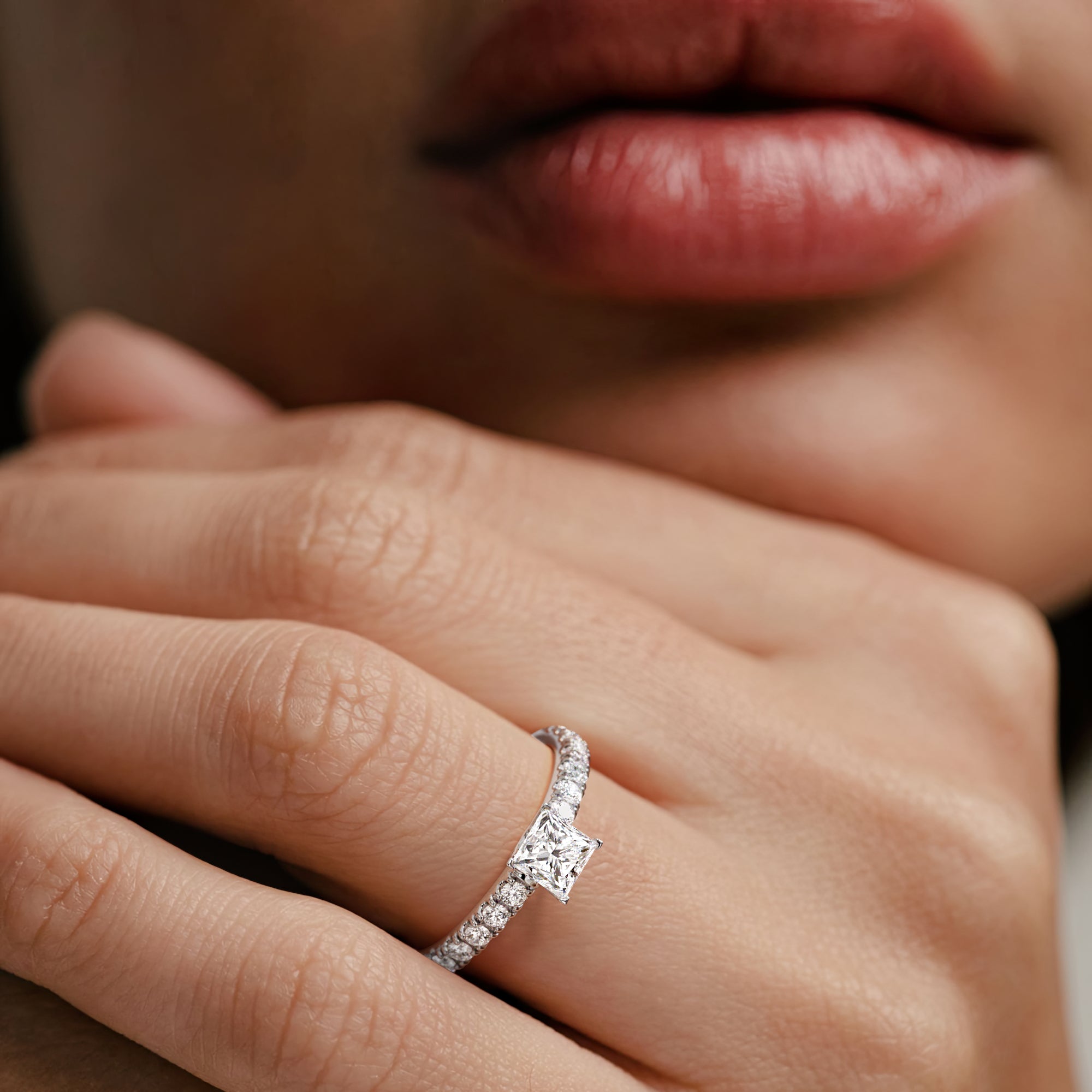Katerina Lab Princess Diamond Engagement Ring 18KW Gold 0.85ct F/VS1