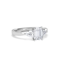 Aurora Lab Diamond Emerald Cut and Trillion 1.70ct Ring in 18K White Gold F/VS1