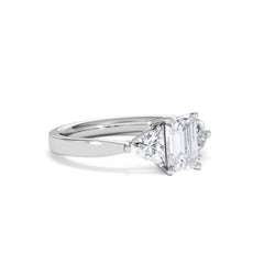 Aurora Lab Diamond Emerald Cut and Trillion 1.70ct Ring in 18K White Gold F/VS1