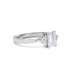 Aurora Lab Diamond Emerald Cut and Trillion 1.70ct Ring in 18K White Gold F/VS1