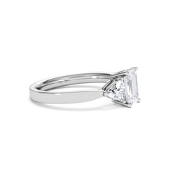 Aurora Lab Diamond Emerald Cut and Trillion 1.70ct Ring in 18K White Gold F/VS1
