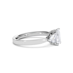 Aurora Lab Diamond Emerald Cut and Trillion 1.70ct Ring in 18K White Gold F/VS1