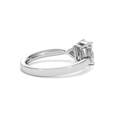 Aurora Lab Diamond Emerald Cut and Trillion 1.70ct Ring in 18K White Gold F/VS1
