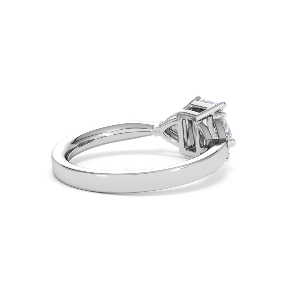 Aurora Lab Diamond Emerald Cut and Trillion 1.70ct Ring in 18K White Gold F/VS1