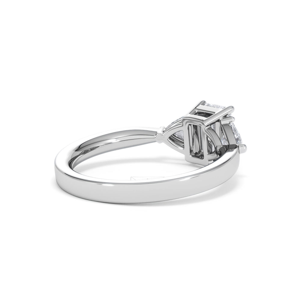Aurora Lab Diamond Emerald Cut and Trillion 1.70ct Ring in 18K White Gold F/VS1