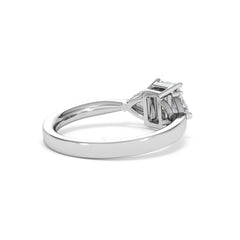 Aurora Lab Diamond Emerald Cut and Trillion 1.70ct Ring in 18K White Gold F/VS1