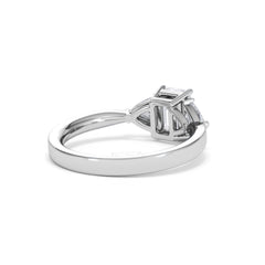 Aurora Lab Diamond Emerald Cut and Trillion 1.70ct Ring in 18K White Gold F/VS1