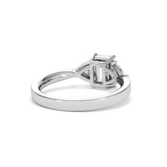 Aurora Lab Diamond Emerald Cut and Trillion 1.70ct Ring in 18K White Gold F/VS1