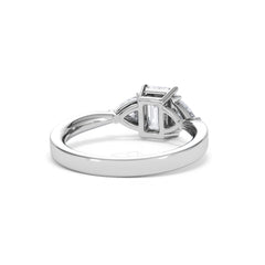 Aurora Lab Diamond Emerald Cut and Trillion 1.70ct Ring in 18K White Gold F/VS1