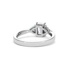 Aurora Lab Diamond Emerald Cut and Trillion 1.70ct Ring in 18K White Gold F/VS1