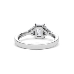 Aurora Lab Diamond Emerald Cut and Trillion 1.70ct Ring in 18K White Gold F/VS1