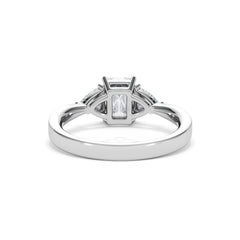 Aurora Lab Diamond Emerald Cut and Trillion 1.70ct Ring in 18K White Gold F/VS1