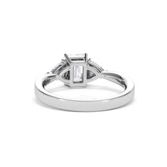 Aurora Lab Diamond Emerald Cut and Trillion 1.70ct Ring in 18K White Gold F/VS1