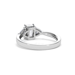 Aurora Lab Diamond Emerald Cut and Trillion 1.70ct Ring in 18K White Gold F/VS1