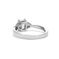 Aurora Lab Diamond Emerald Cut and Trillion 1.70ct Ring in 18K White Gold F/VS1